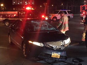 A car hit a bicyclist at the intersection of Comstock and Euclid Avenue Monday night. 