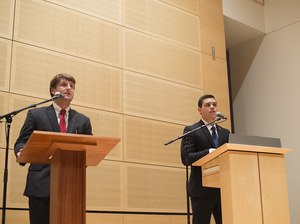 James Franco and Tyler Rossi debated the future of SA, sanctuary campuses and their VP nominees. 