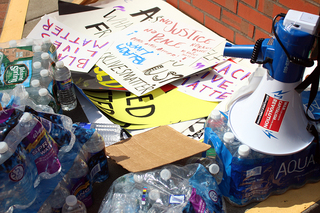 Organizers of the Black Lives Matter march provided water to the participants in order to combat the heat.