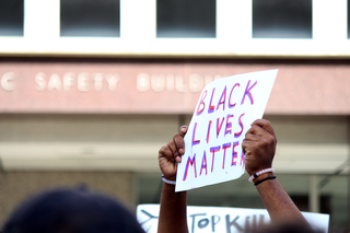 The Black Lives Matter march ended in front of the Syracuse Police Department after about a mile march through downtown Syracuse.