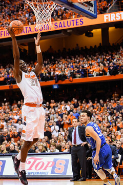 Tyler Roberson elevates for a layup in the first half. The sophomore had nine points on 4-of-6 shooting in the opening 20 minutes.