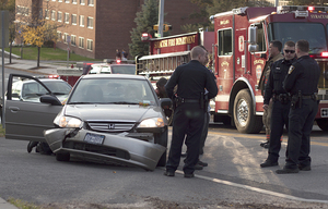 Two cars collide at the corner of Comstock and Waverly Avenues Sunday evening. No one was injured and no tickets were issued.