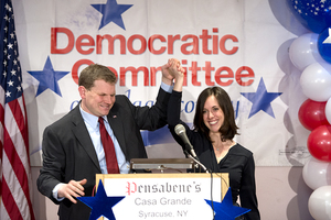 Dan and Abby Maffei, 24th Congressional District candidate and his wife, celebrate what many are already calling a victory for Maffei in the 2010 rematch against Ann Marie Buerkle. 