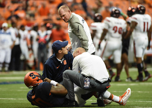 Terrel Hunt suffered a season-ending torn Achilles in Syracuse's first game this season against Rhode Island. He was not granted another year of eligibility by the NCAA. 