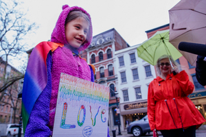 The protest was organized by the CNY Solidarity Coalition, a local group that has lead several other protests since President Donald Trump's election last November. 