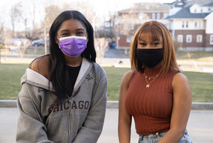 SU sophomores Maya Benjamin (left) and Olamide Olayinka started their podcast “America, Make It Make Sense!” to search for logic in current events.