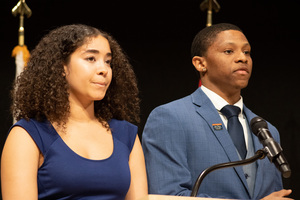 Pierre (left) has stated that he wishes to establish an orientation week event for students of color, bring back meal swipes to the Schine Student Center and open a justice center that allows formerly incarcerated individuals to earn a bachelor’s or an associate degree.