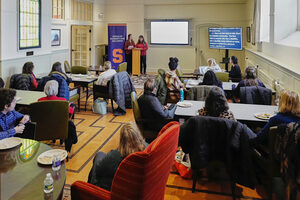 Syracuse University's chapter of Best Buddies hosted the first of the SU Office of Diversity and Inclusion’s nine-part “Lunch and Learn” series. Its co-presidents, Caroline Ridge and Katarina Sako, discussed common microaggressions they face as members of the disability community.