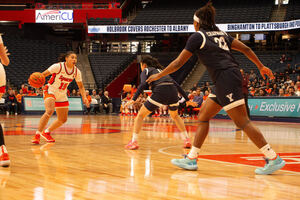 Angelica Velez totaled four points and four assists to help SU to its 28-point win.