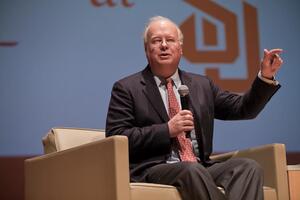 Karl Rove, former deputy chief of staff for President George W. Bush, spoke in Goldstein Auditorium on Wednesday at 7 p.m. Rove addressed the crowd for 30 minutes before fielding audience questions.