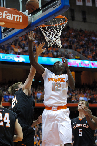 Syracuse center Baye Moussa Keita puts up a layup attempt.