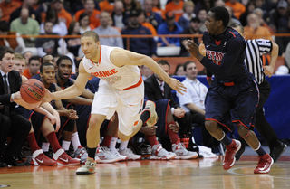 Syracuse guard Brandon Triche drives up the court.