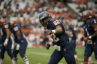 Alvin Cornelius lines up out wide. A week after making his first start, the Syracuse wide receiver caught his first touchdown.