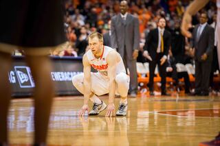 Cooney squats low as the game approaches its finish.