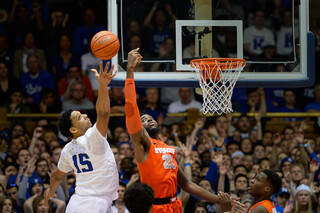 Rakeem Christmas blocks a shot by Duke's Okafor. 