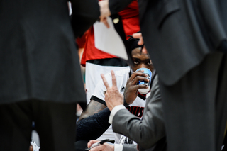 Louisville calls a time out during overtime as Michigan State pulls ahead. 