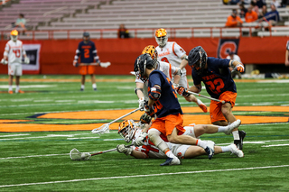 Danny Varello reaching for a groundball. 