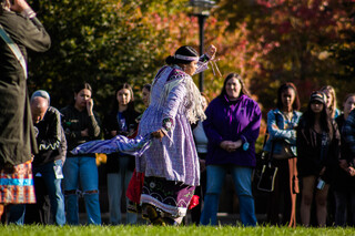 Members of the Haudenosaunee Singers and Dancers performed throughout the event. The group has existed for over 30 years.